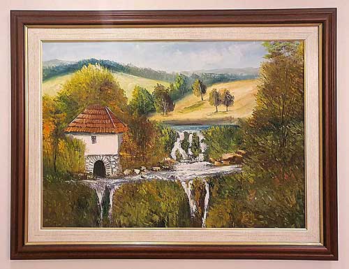 umetnička slika - Dušan Kosovac - Vodenica na slapovima - umetnička galerija Harmonija